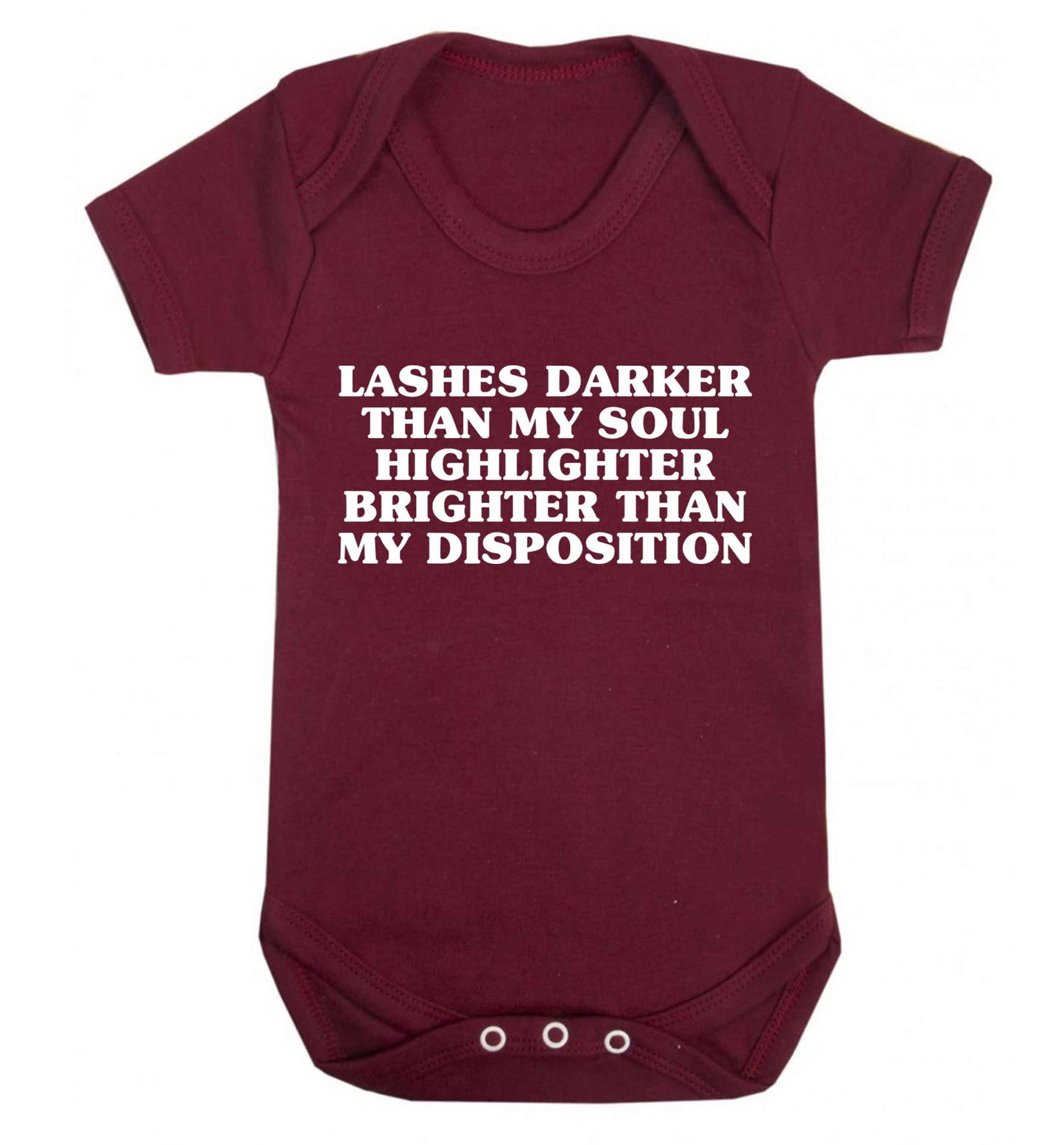 Lashes darker than my soul, highlighter brighter than my disposition Baby Vest maroon 18-24 months