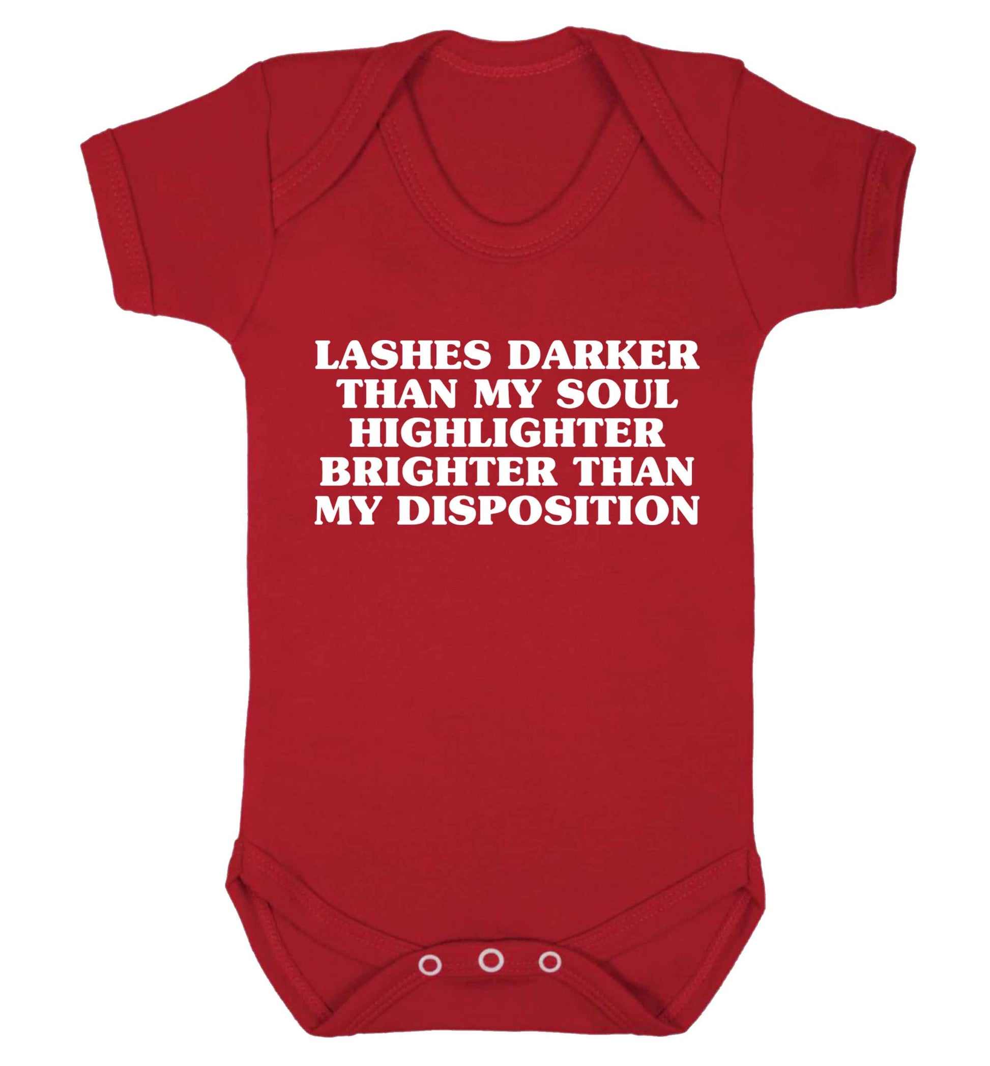 Lashes darker than my soul, highlighter brighter than my disposition Baby Vest red 18-24 months