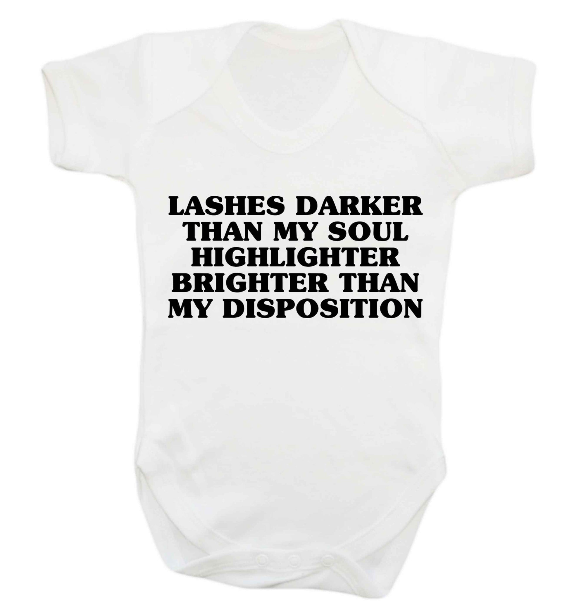 Lashes darker than my soul, highlighter brighter than my disposition Baby Vest white 18-24 months
