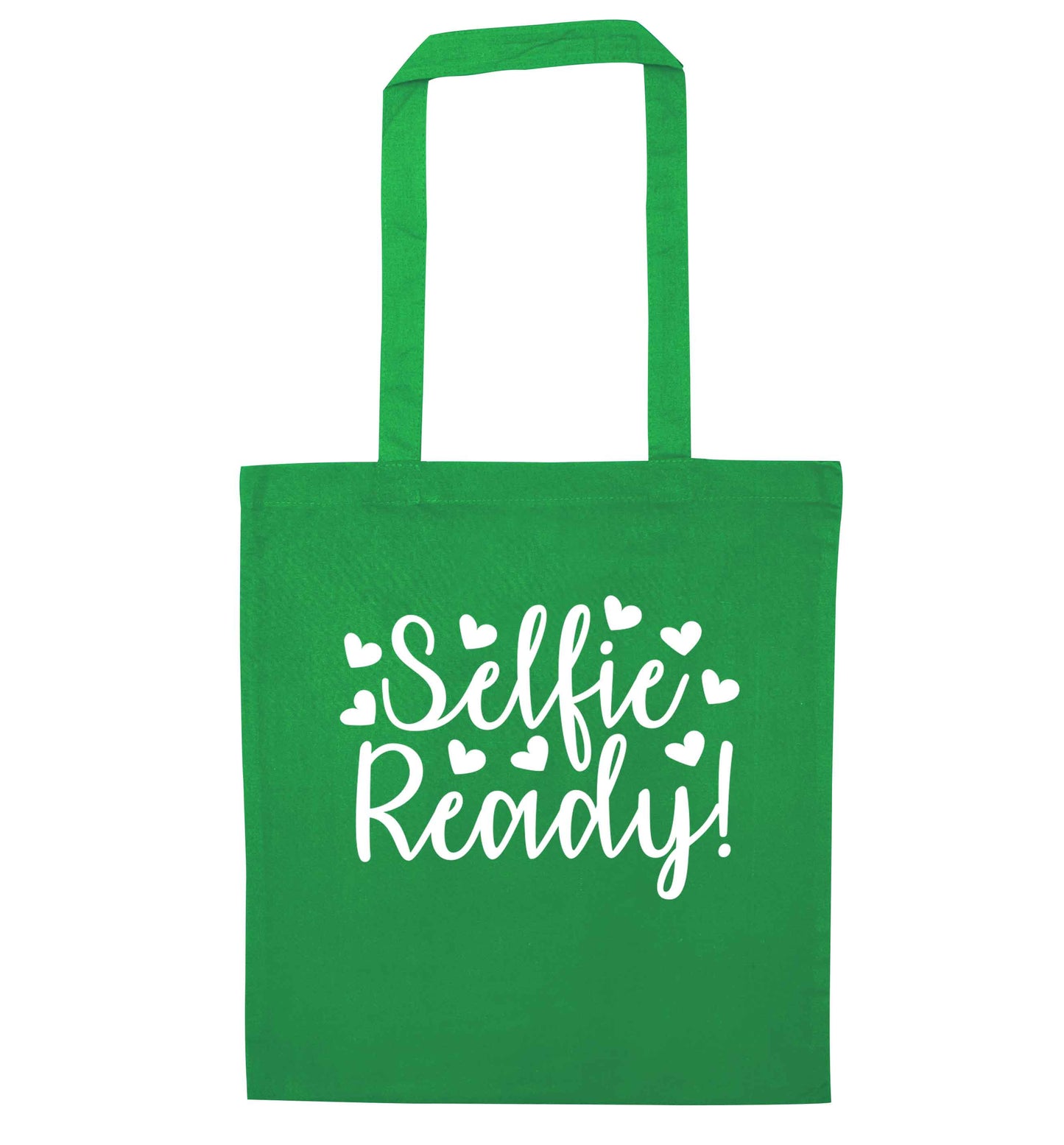 Selfie ready green tote bag