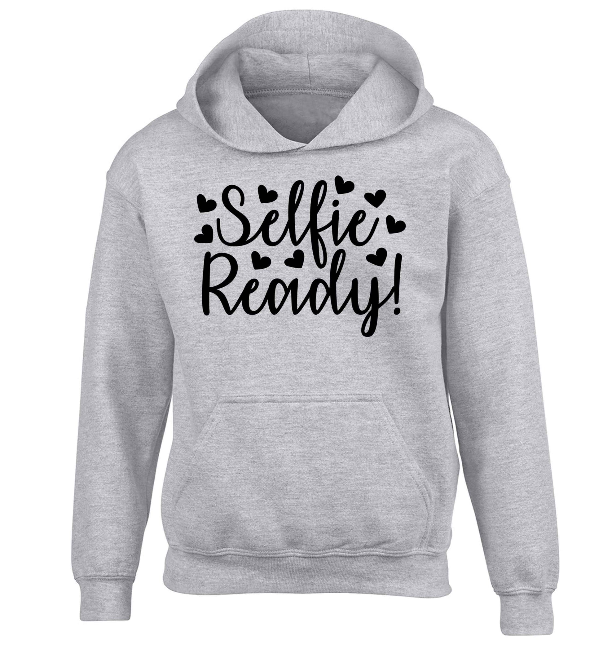 Selfie ready children's grey hoodie 12-13 Years