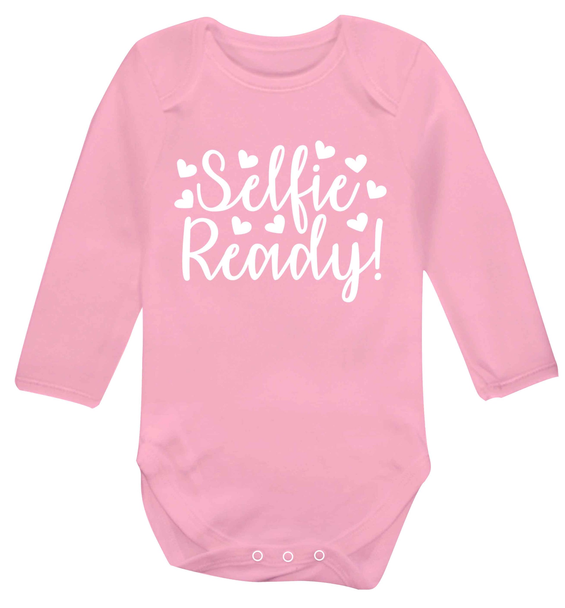 Selfie ready Baby Vest long sleeved pale pink 6-12 months
