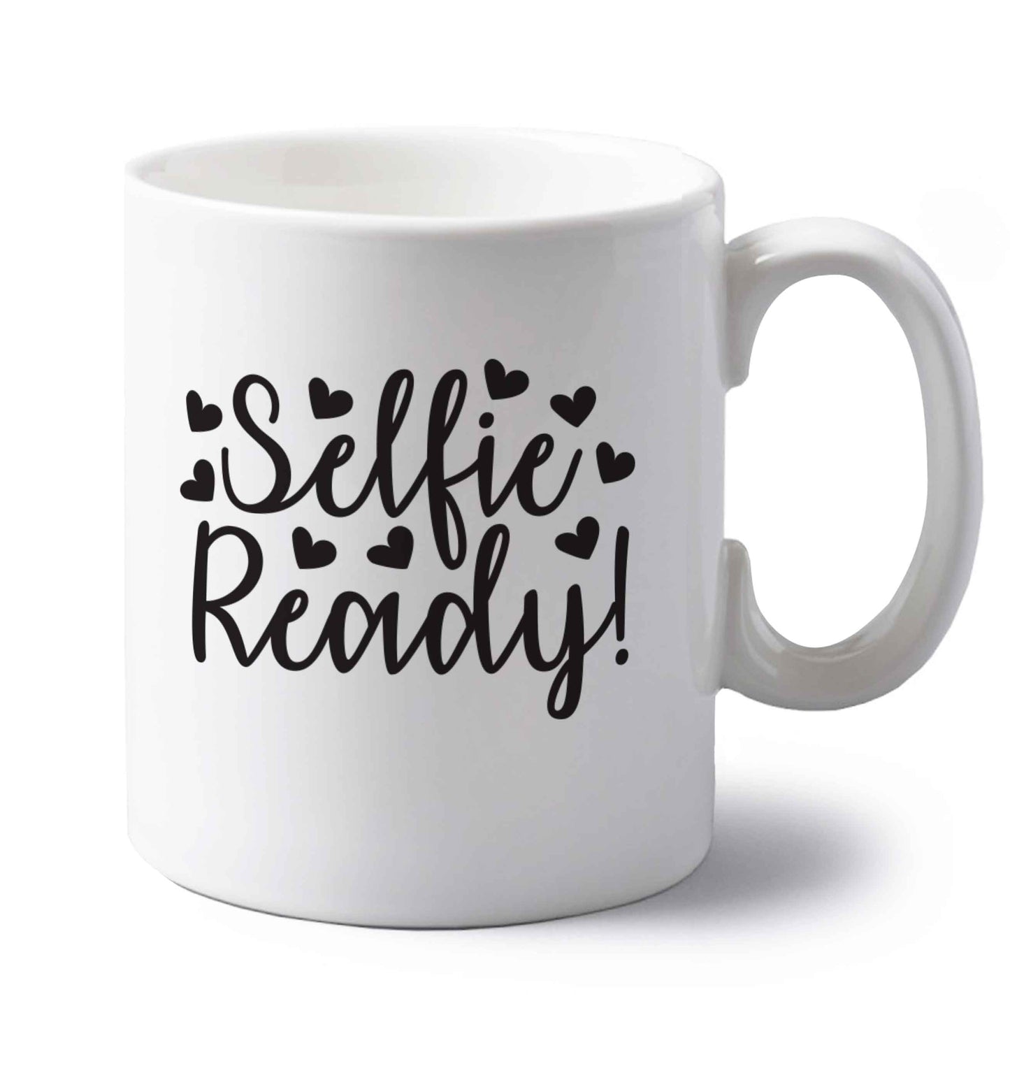 Selfie ready left handed white ceramic mug 
