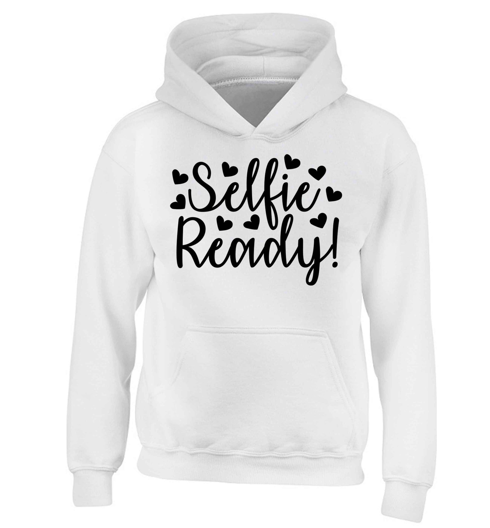 Selfie ready children's white hoodie 12-13 Years