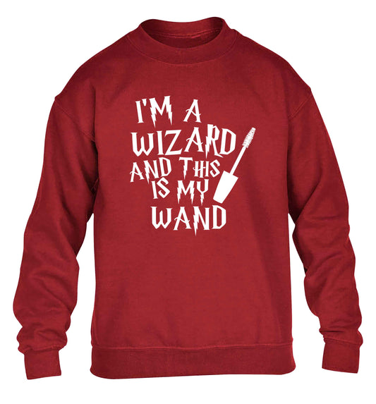 I'm a wizard and this is my wand children's grey sweater 12-13 Years