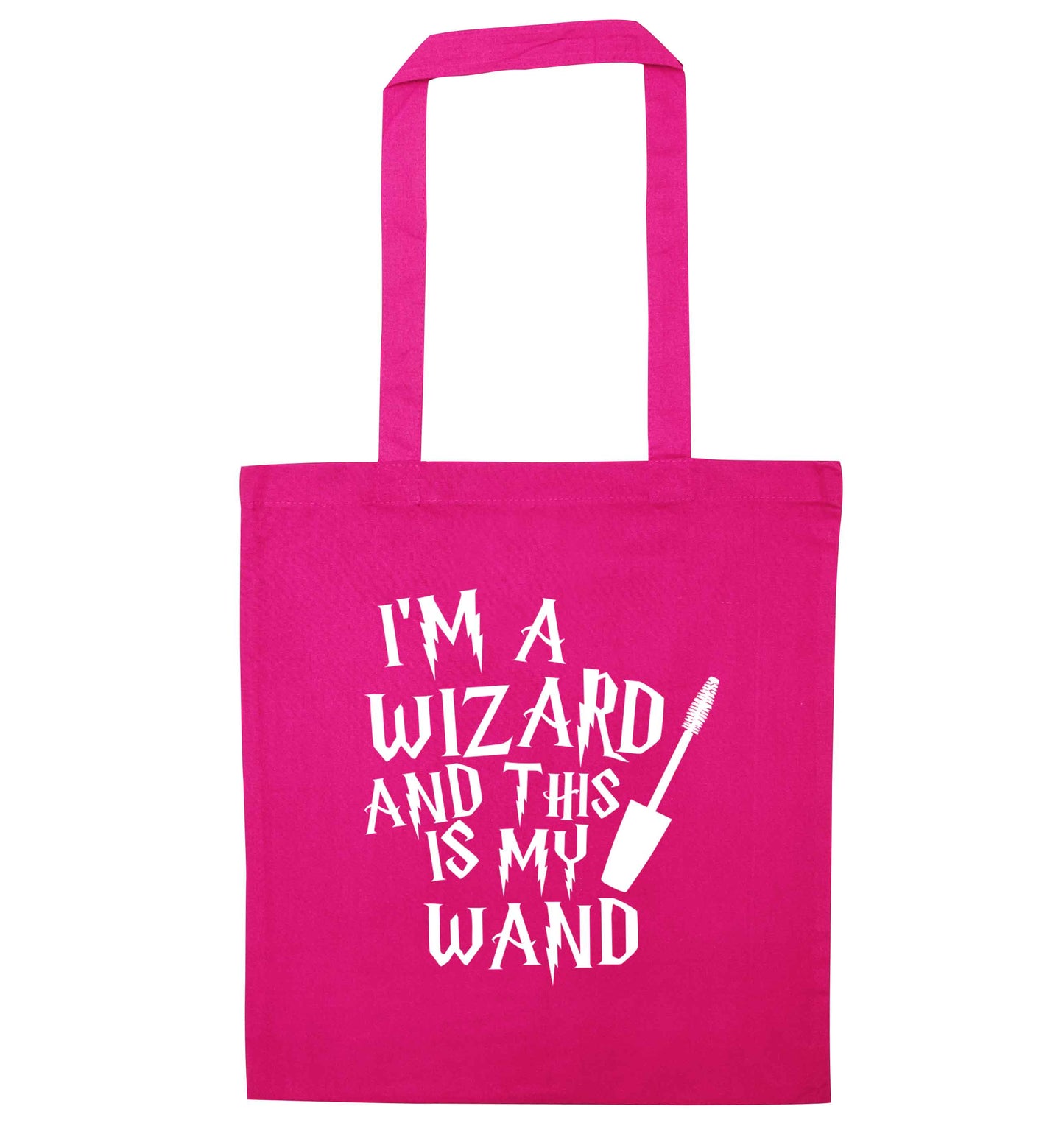 I'm a wizard and this is my wand pink tote bag