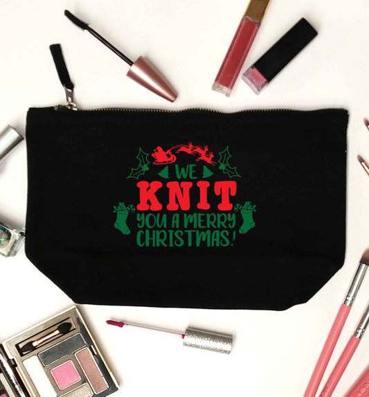 We knit you a merry Christmas black makeup bag