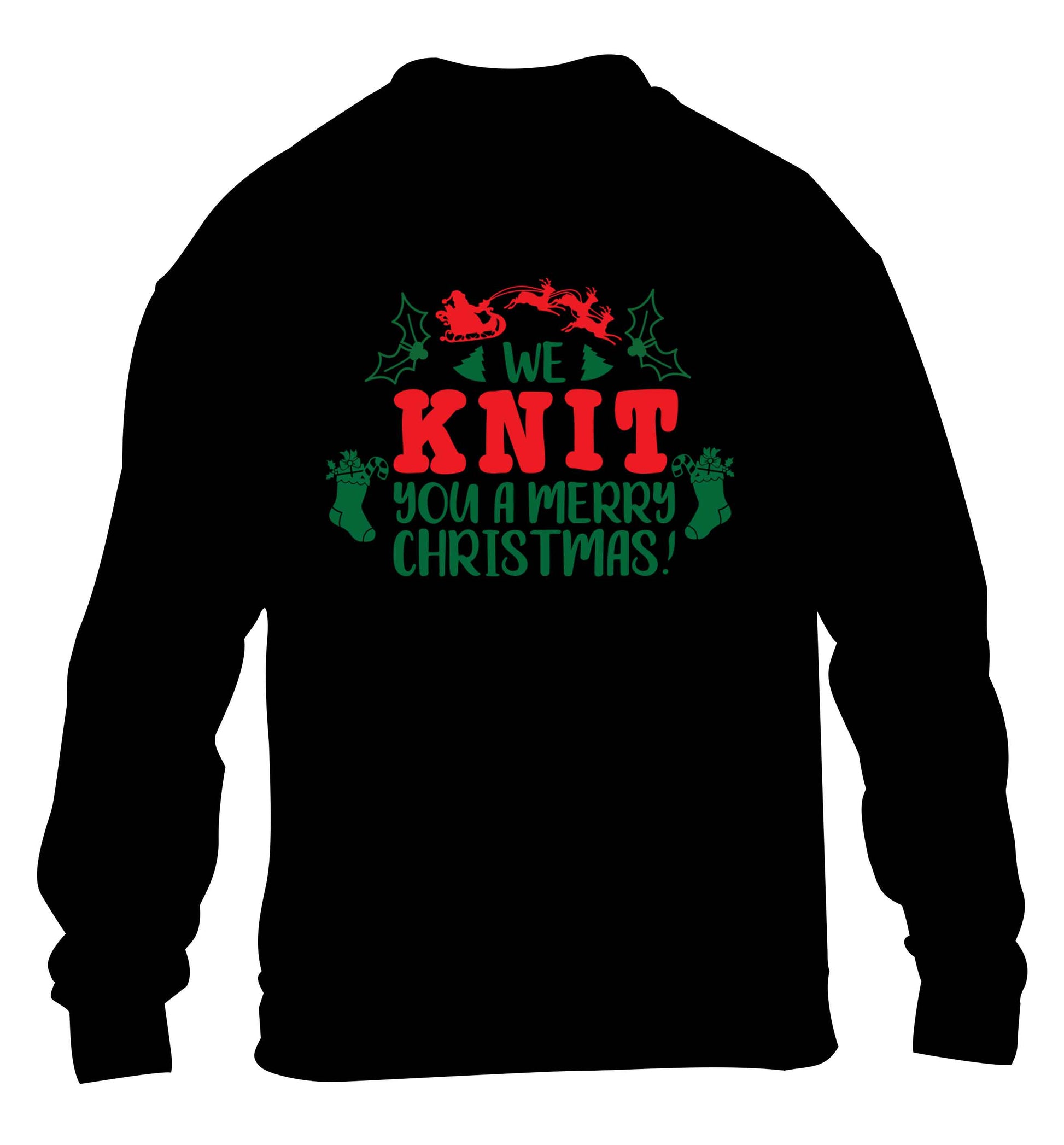 We knit you a merry Christmas children's black sweater 12-13 Years