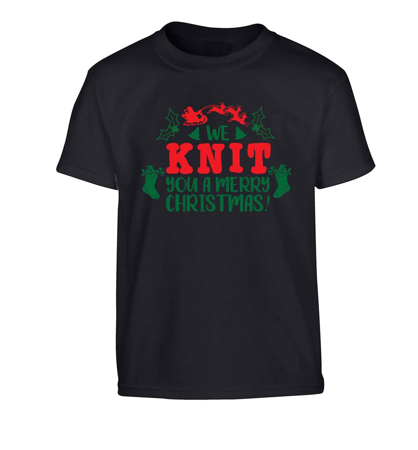 We knit you a merry Christmas Children's black Tshirt 12-13 Years