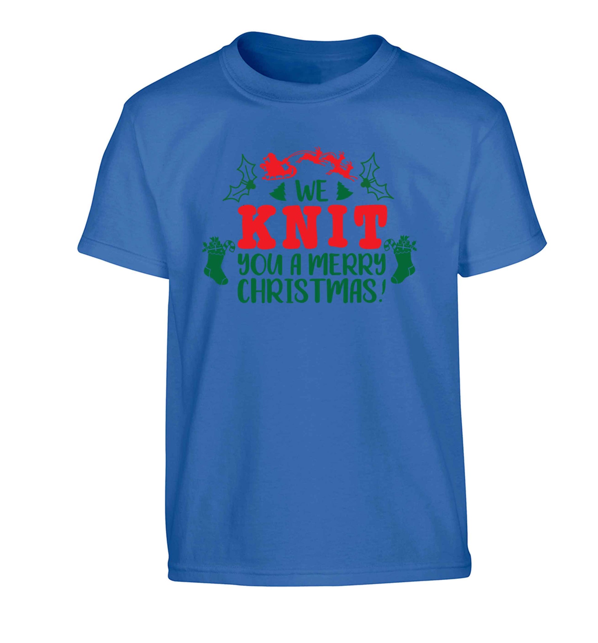 We knit you a merry Christmas Children's blue Tshirt 12-13 Years