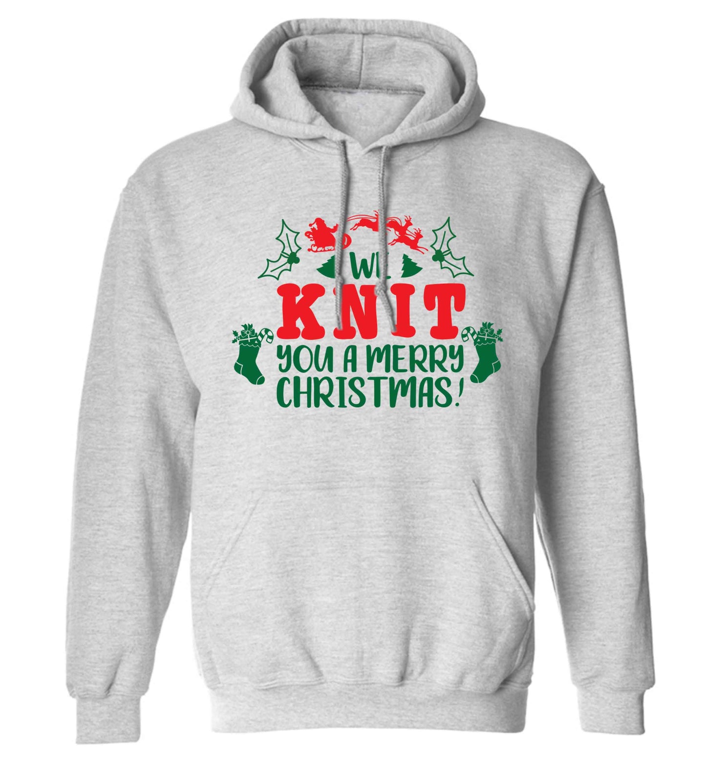 We knit you a merry Christmas adults unisex grey hoodie 2XL