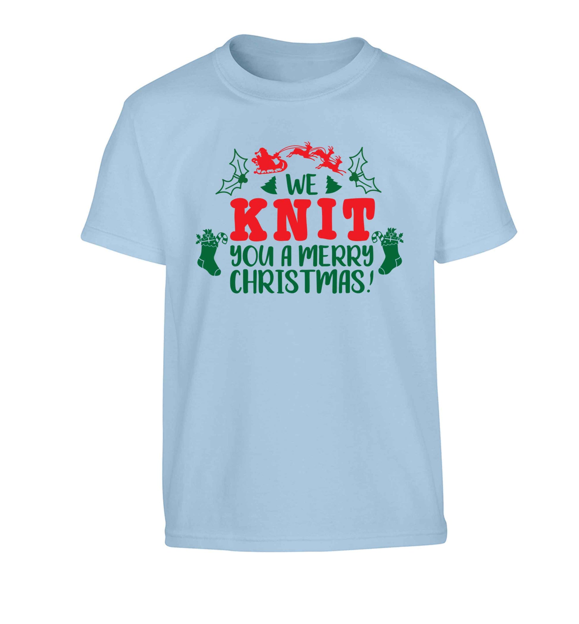 We knit you a merry Christmas Children's light blue Tshirt 12-13 Years
