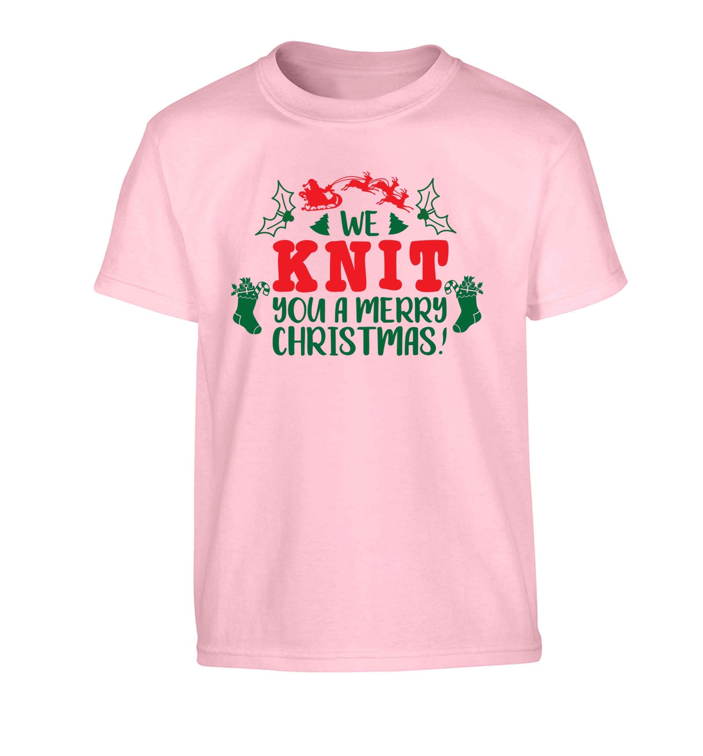 We knit you a merry Christmas Children's light pink Tshirt 12-13 Years