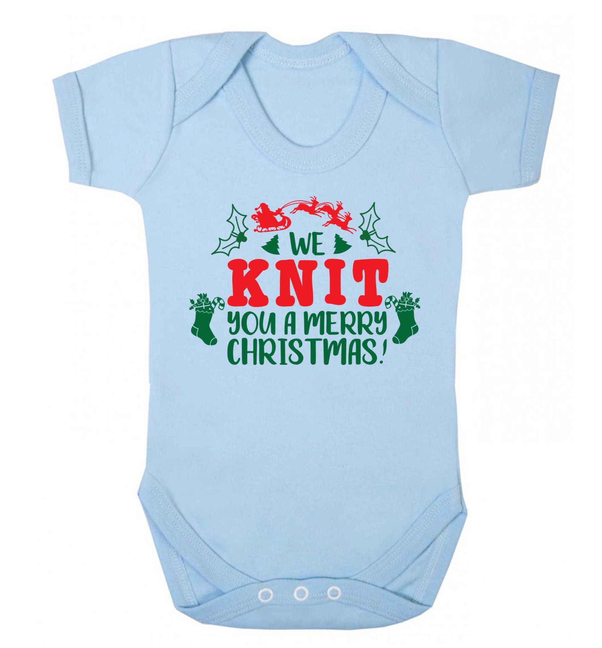 We knit you a merry Christmas Baby Vest pale blue 18-24 months