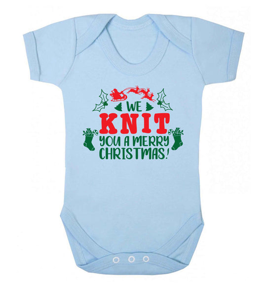 We knit you a merry Christmas Baby Vest pale blue 18-24 months