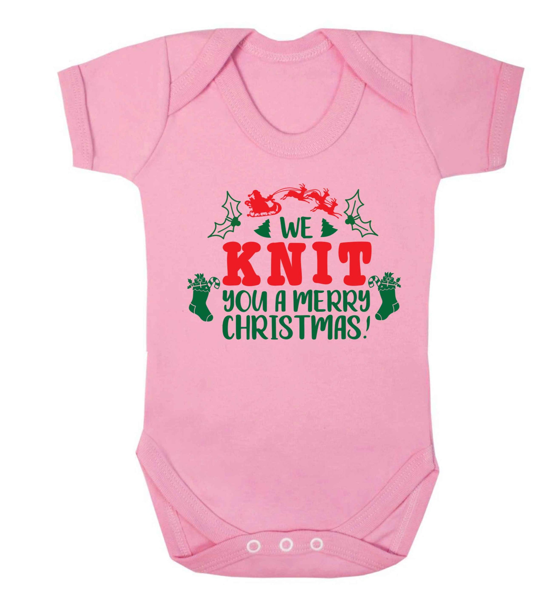 We knit you a merry Christmas Baby Vest pale pink 18-24 months