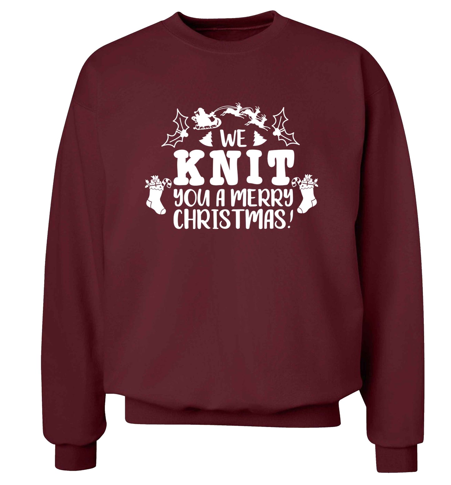 We knit you a merry Christmas Adult's unisex maroon Sweater 2XL