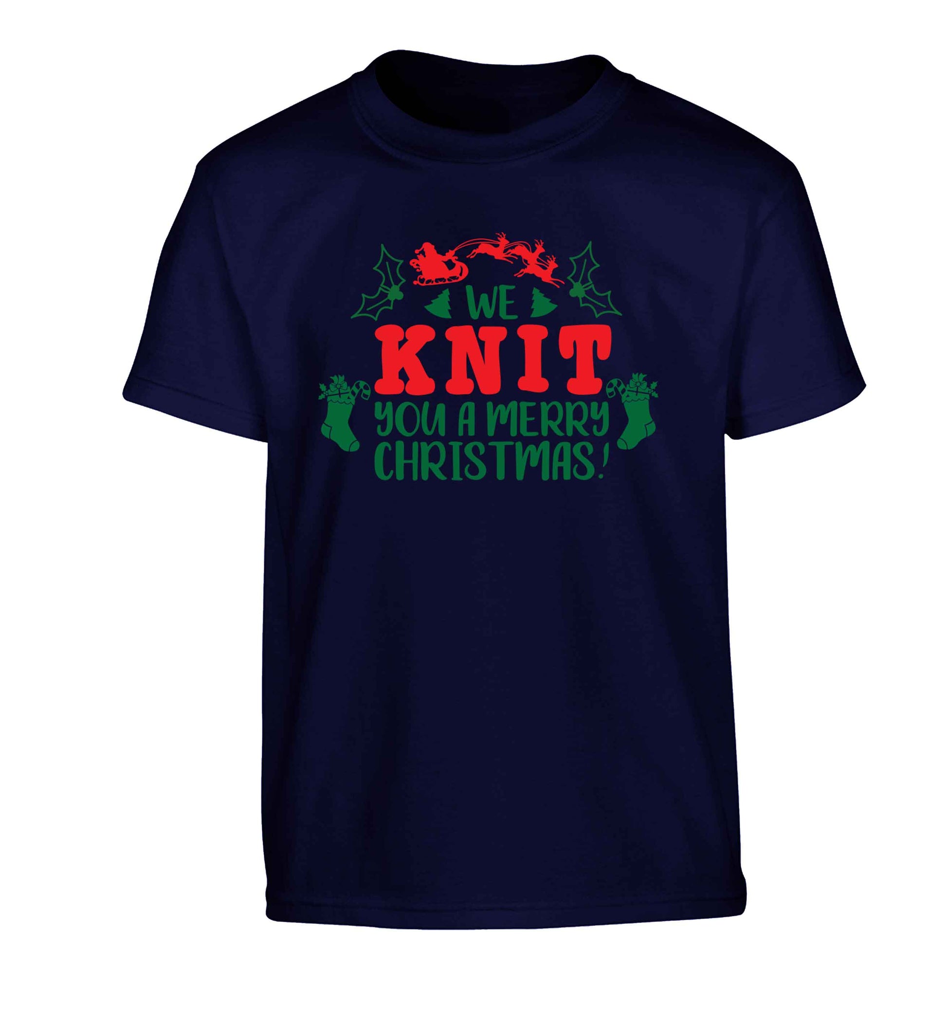 We knit you a merry Christmas Children's navy Tshirt 12-13 Years