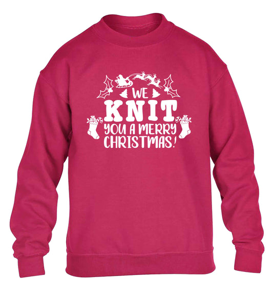 We knit you a merry Christmas children's pink sweater 12-13 Years