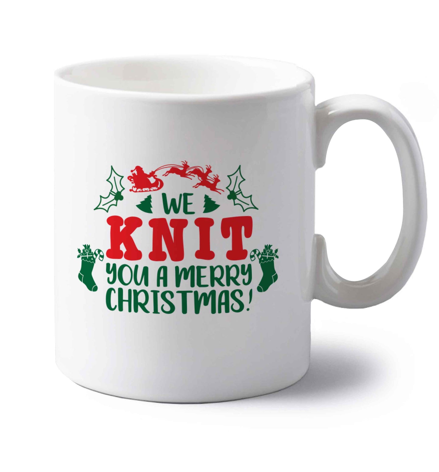 We knit you a merry Christmas left handed white ceramic mug 