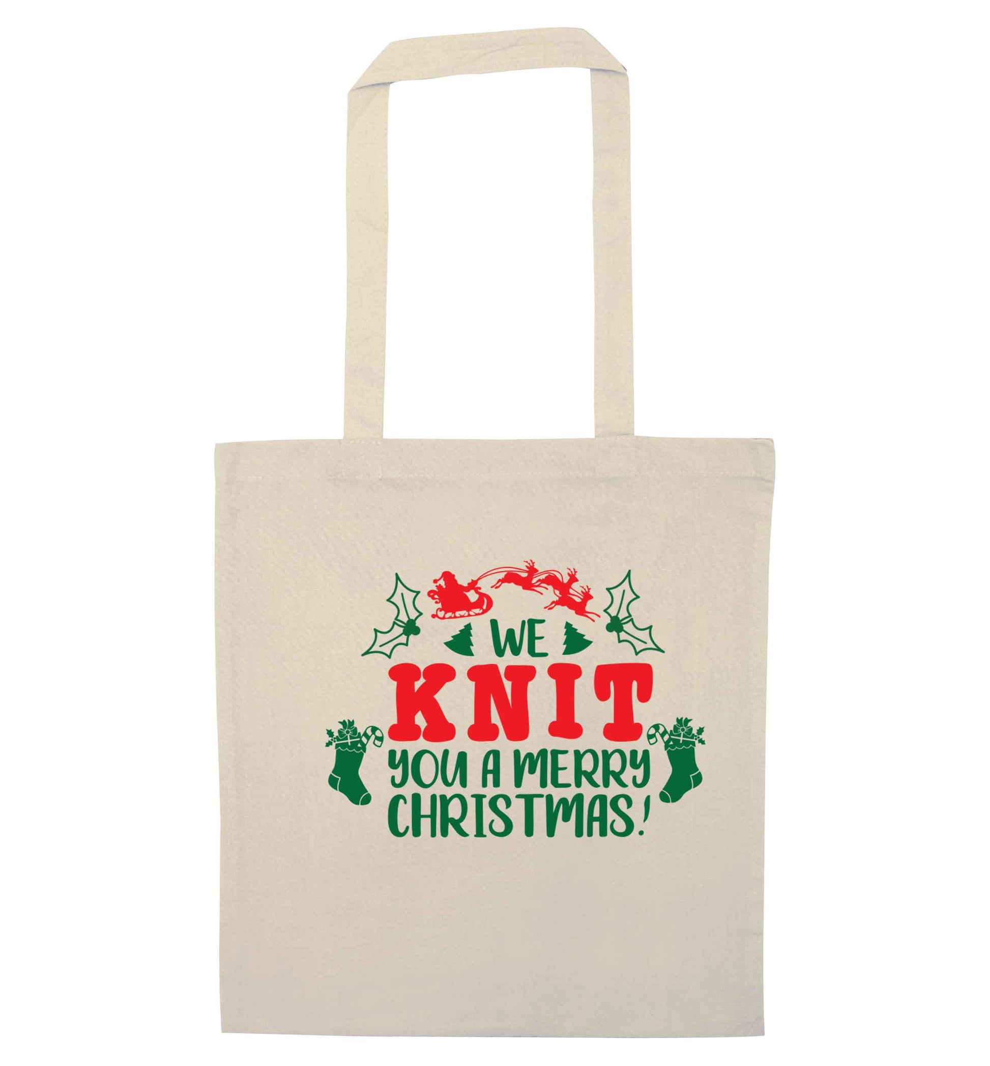 We knit you a merry Christmas natural tote bag