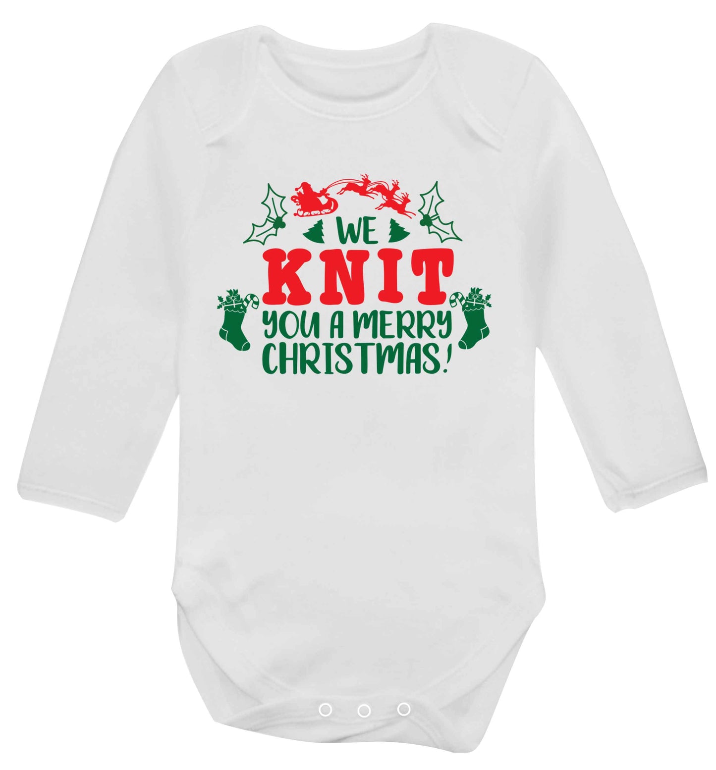 We knit you a merry Christmas Baby Vest long sleeved white 6-12 months