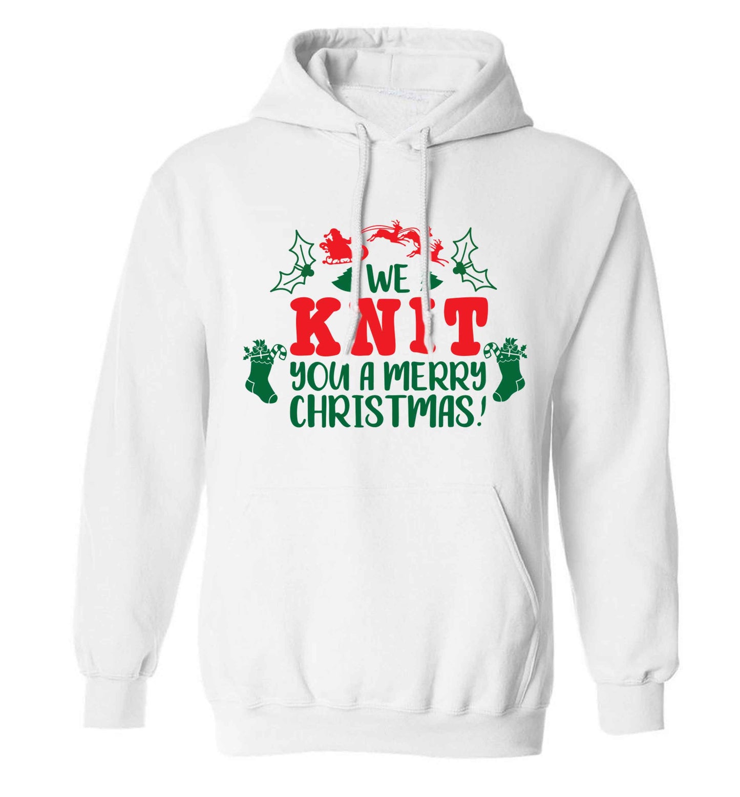 We knit you a merry Christmas adults unisex white hoodie 2XL