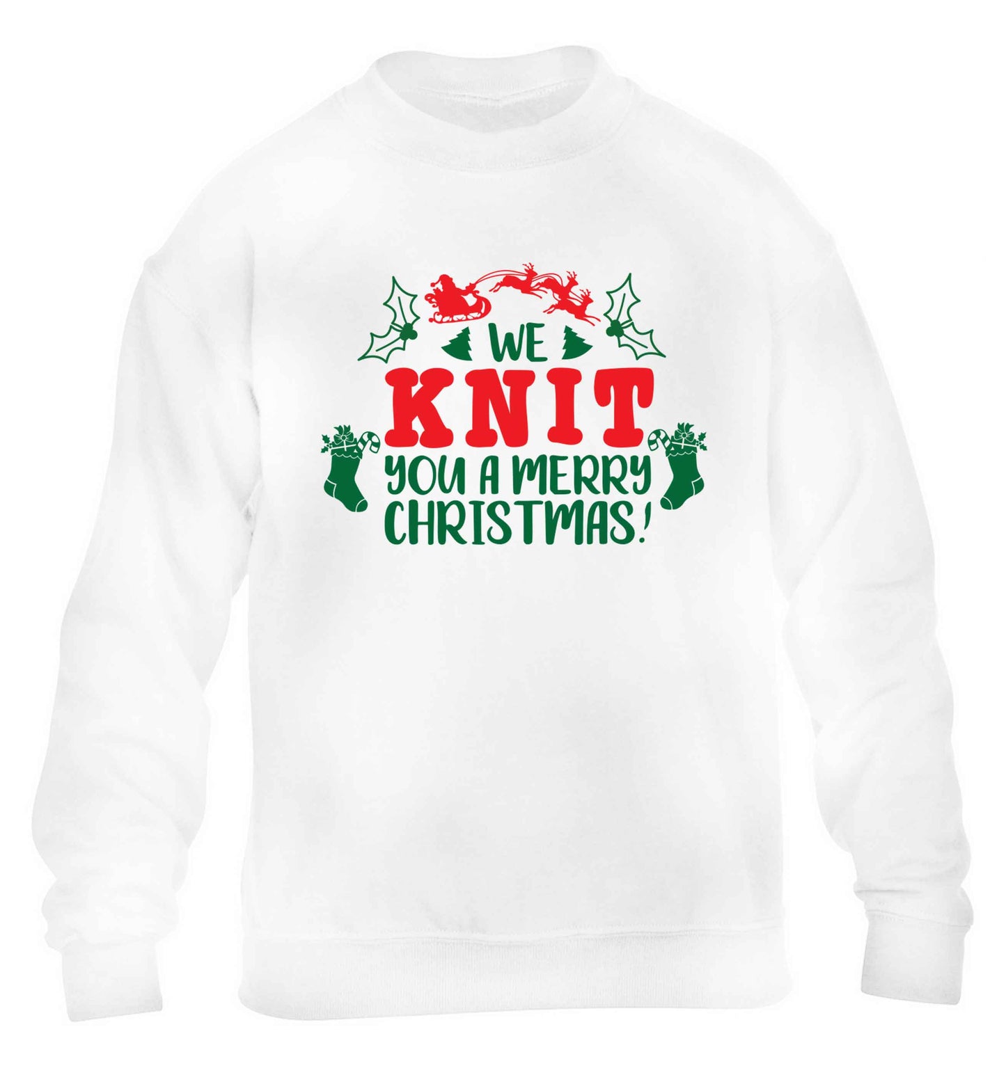 We knit you a merry Christmas children's white sweater 12-13 Years