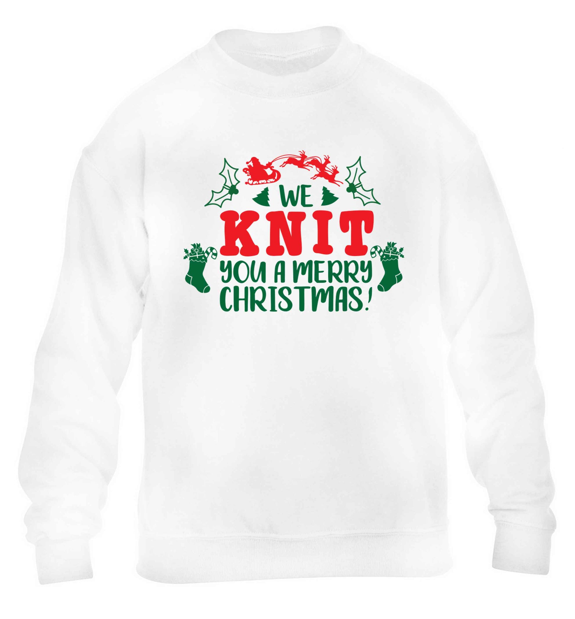 We knit you a merry Christmas children's white sweater 12-13 Years