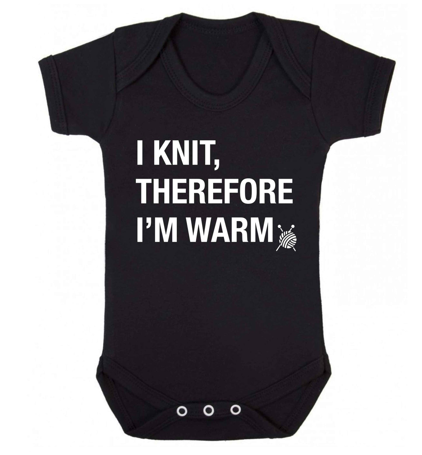 I knit therefore I'm warm Baby Vest black 18-24 months