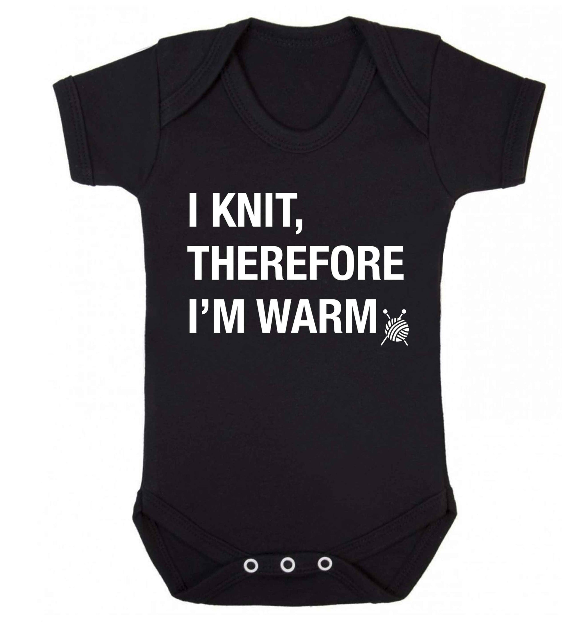 I knit therefore I'm warm Baby Vest black 18-24 months