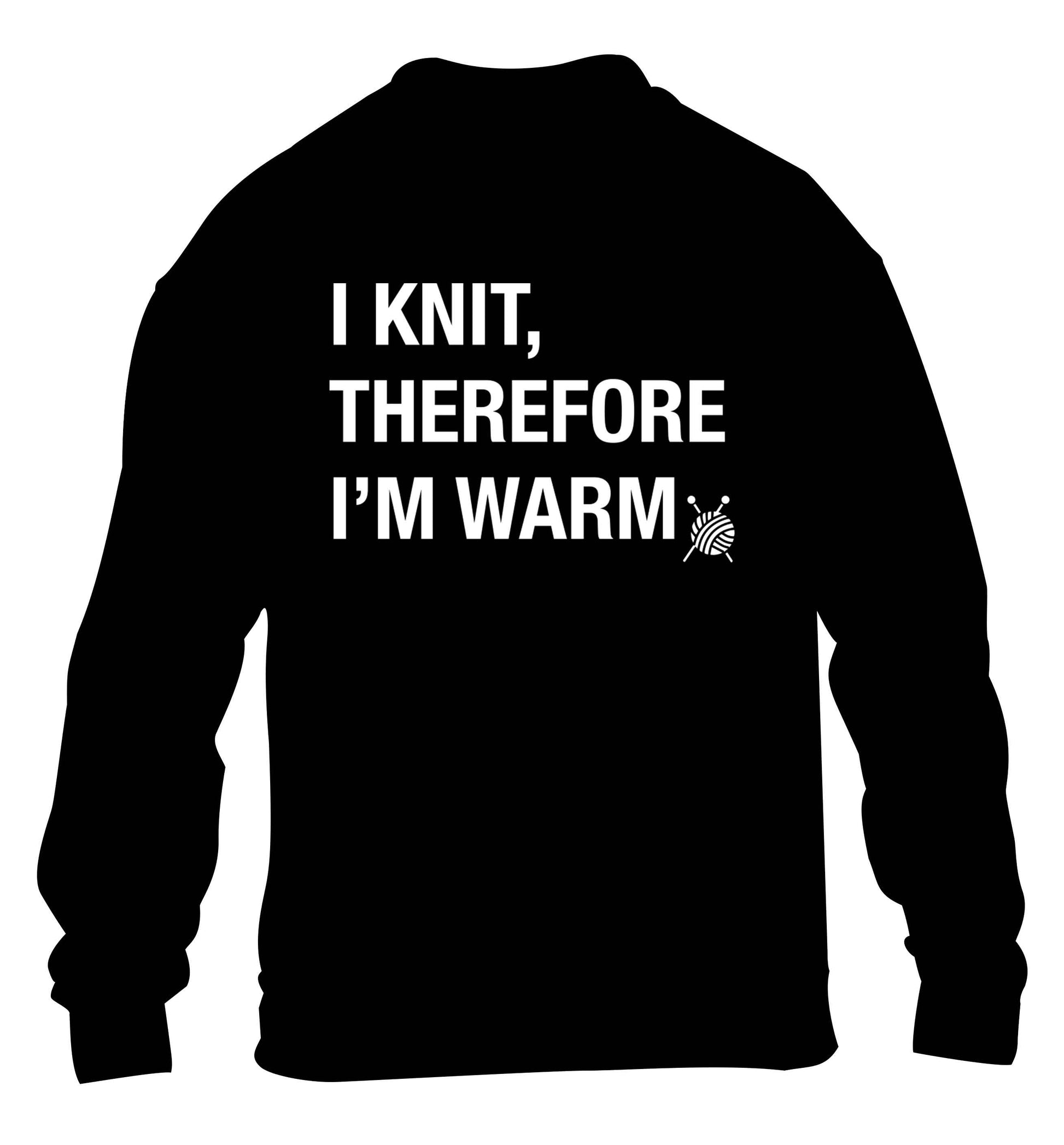 I knit therefore I'm warm children's black sweater 12-13 Years