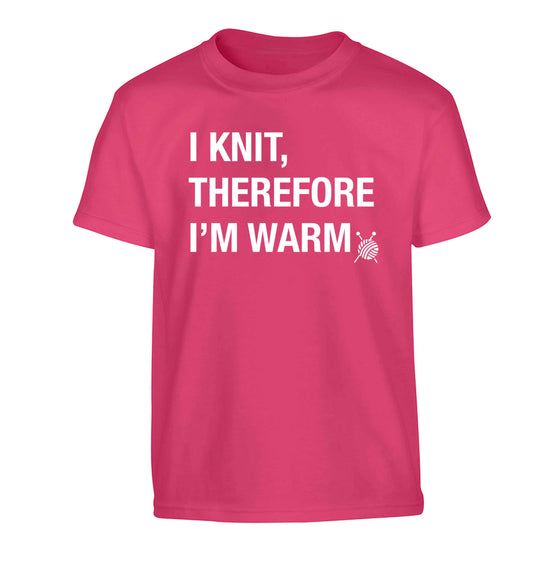 I knit therefore I'm warm Children's pink Tshirt 12-13 Years