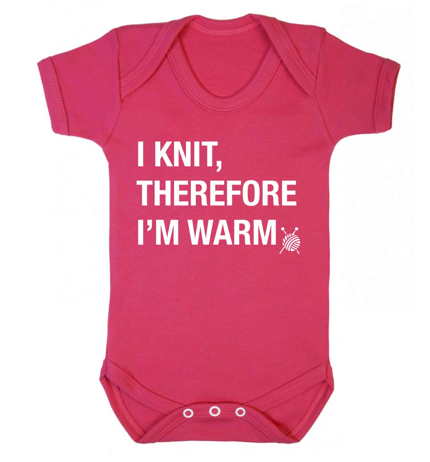 I knit therefore I'm warm Baby Vest dark pink 18-24 months