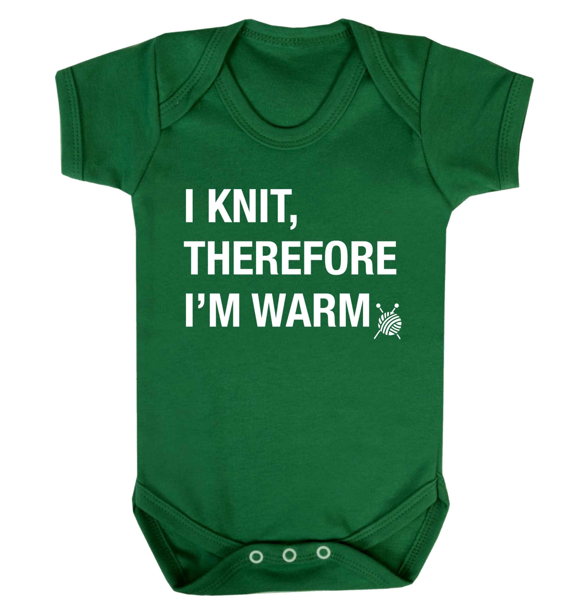 I knit therefore I'm warm Baby Vest green 18-24 months
