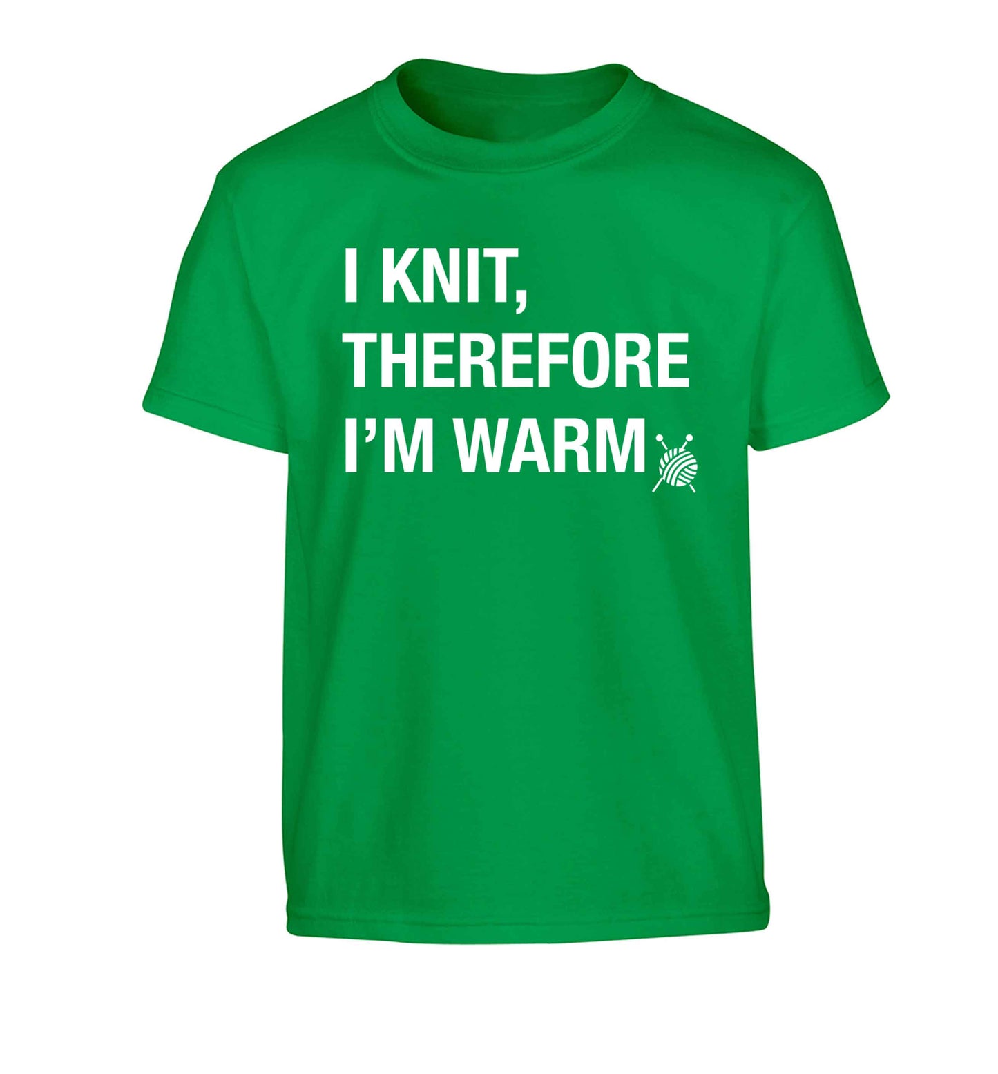 I knit therefore I'm warm Children's green Tshirt 12-13 Years