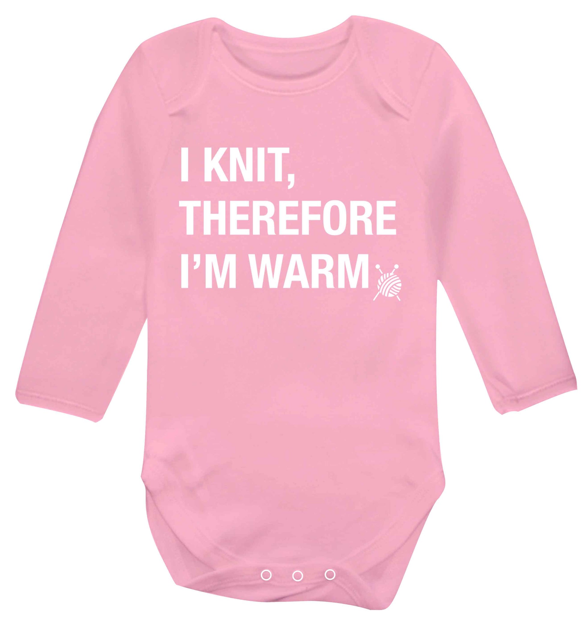 I knit therefore I'm warm Baby Vest long sleeved pale pink 6-12 months