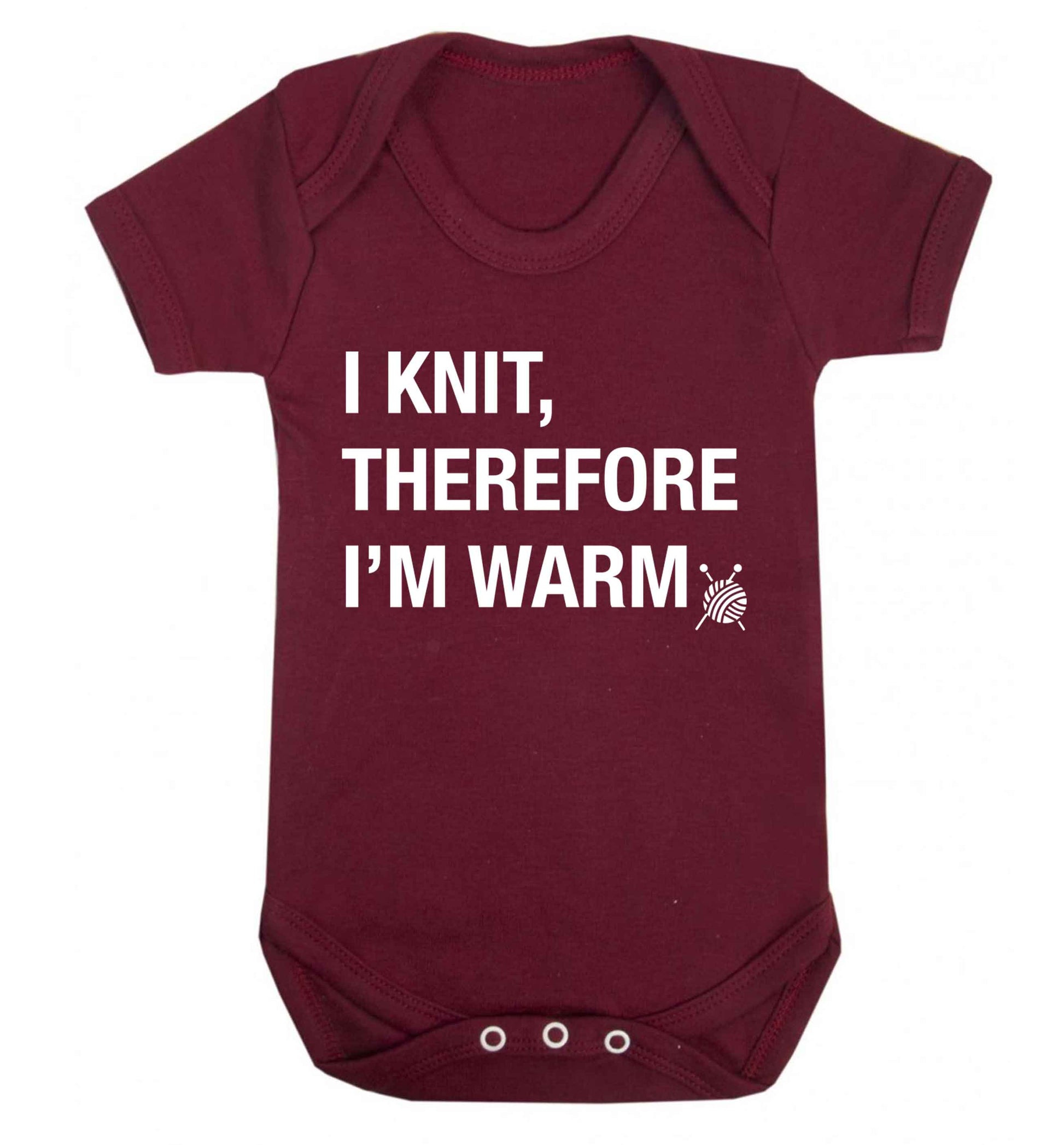 I knit therefore I'm warm Baby Vest maroon 18-24 months