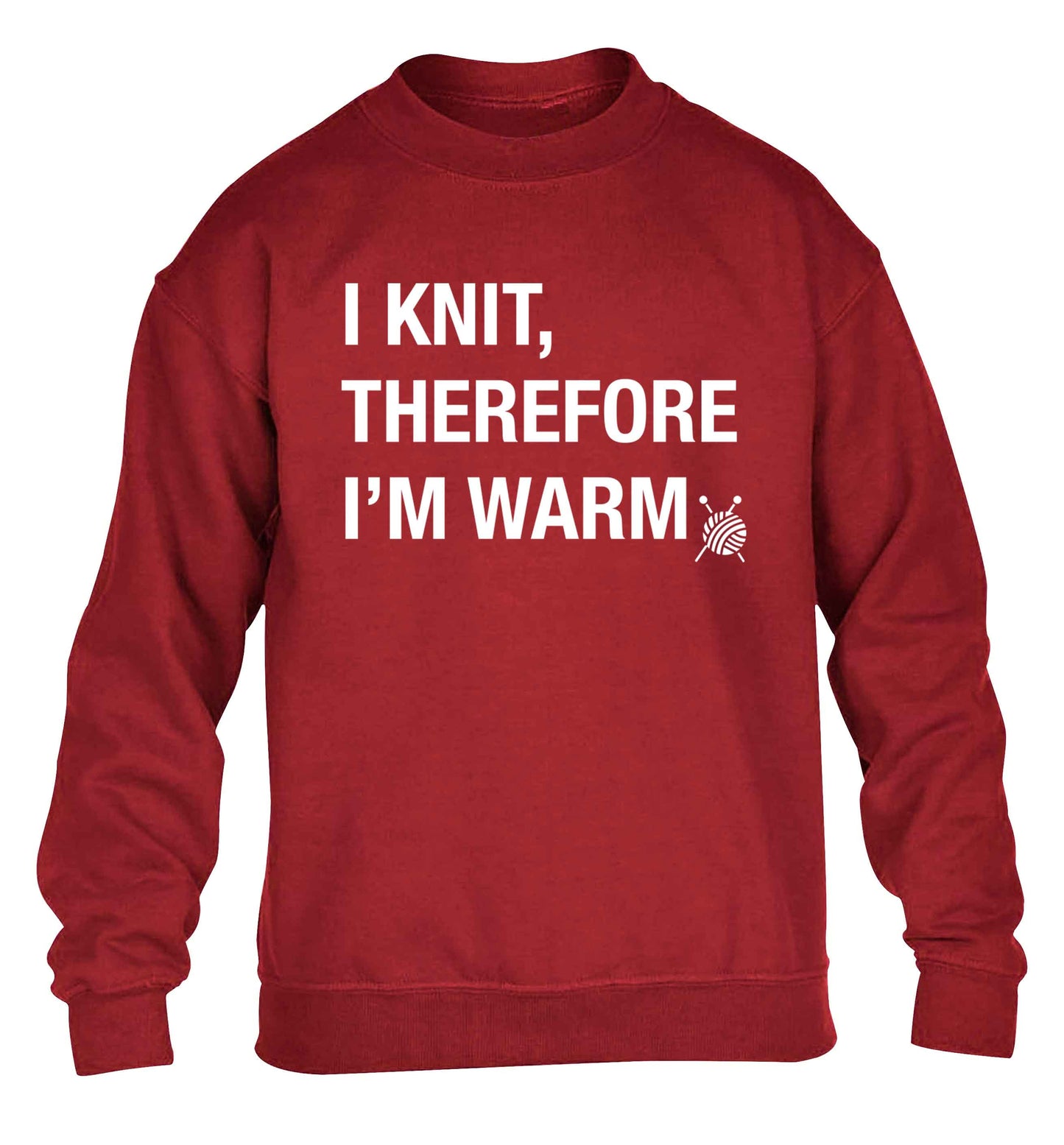 I knit therefore I'm warm children's grey sweater 12-13 Years