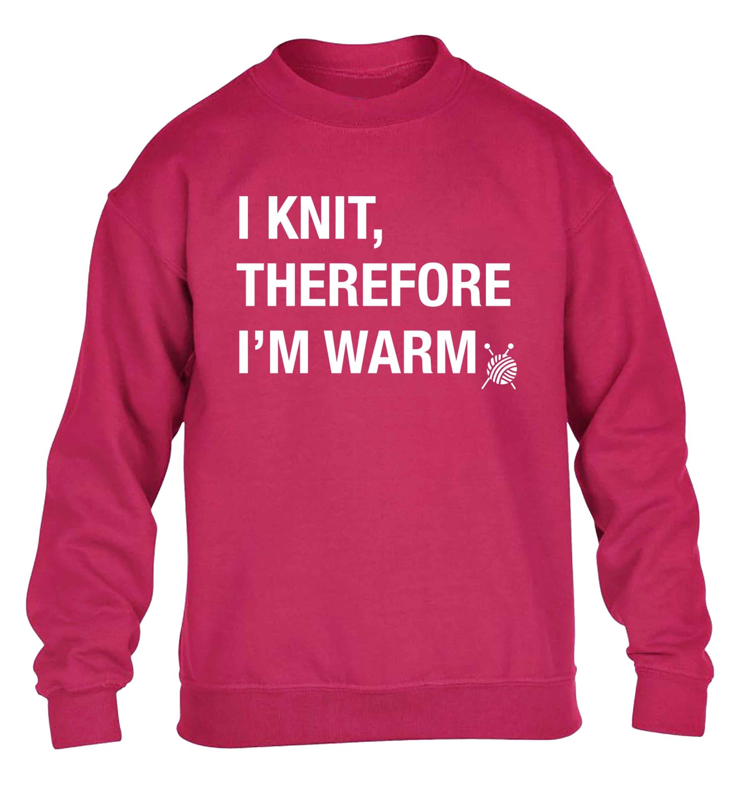 I knit therefore I'm warm children's pink sweater 12-13 Years