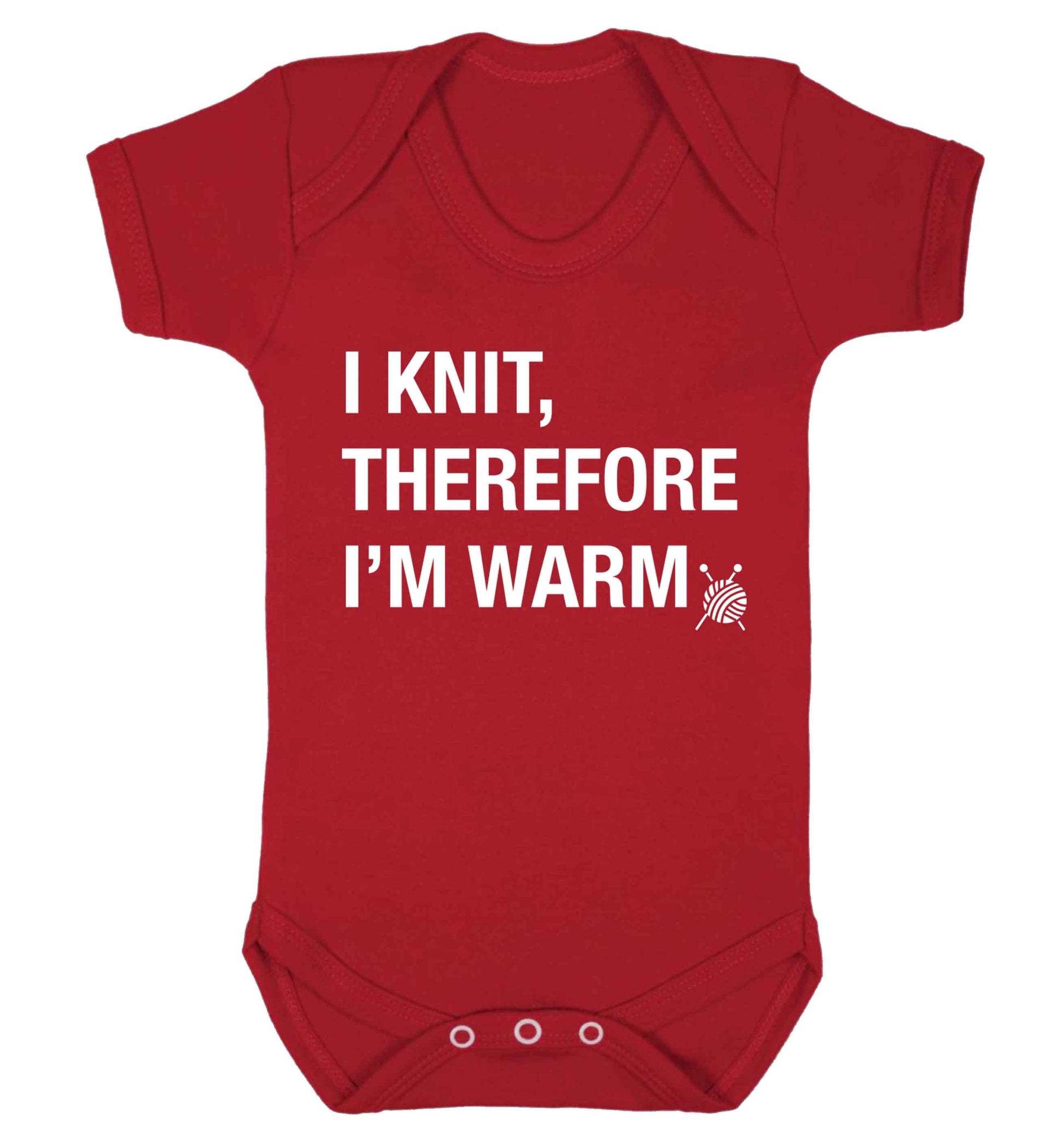 I knit therefore I'm warm Baby Vest red 18-24 months