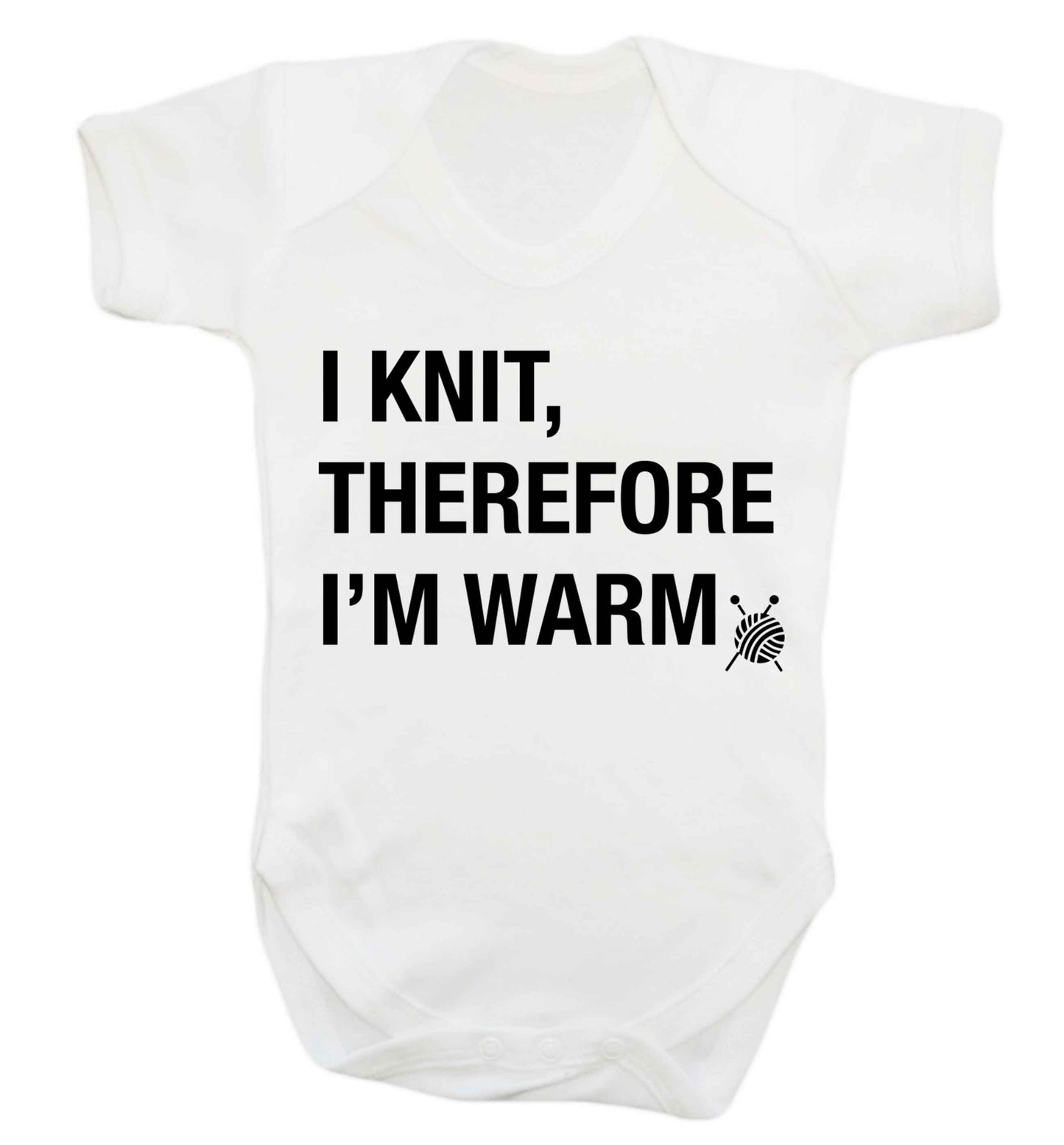 I knit therefore I'm warm Baby Vest white 18-24 months