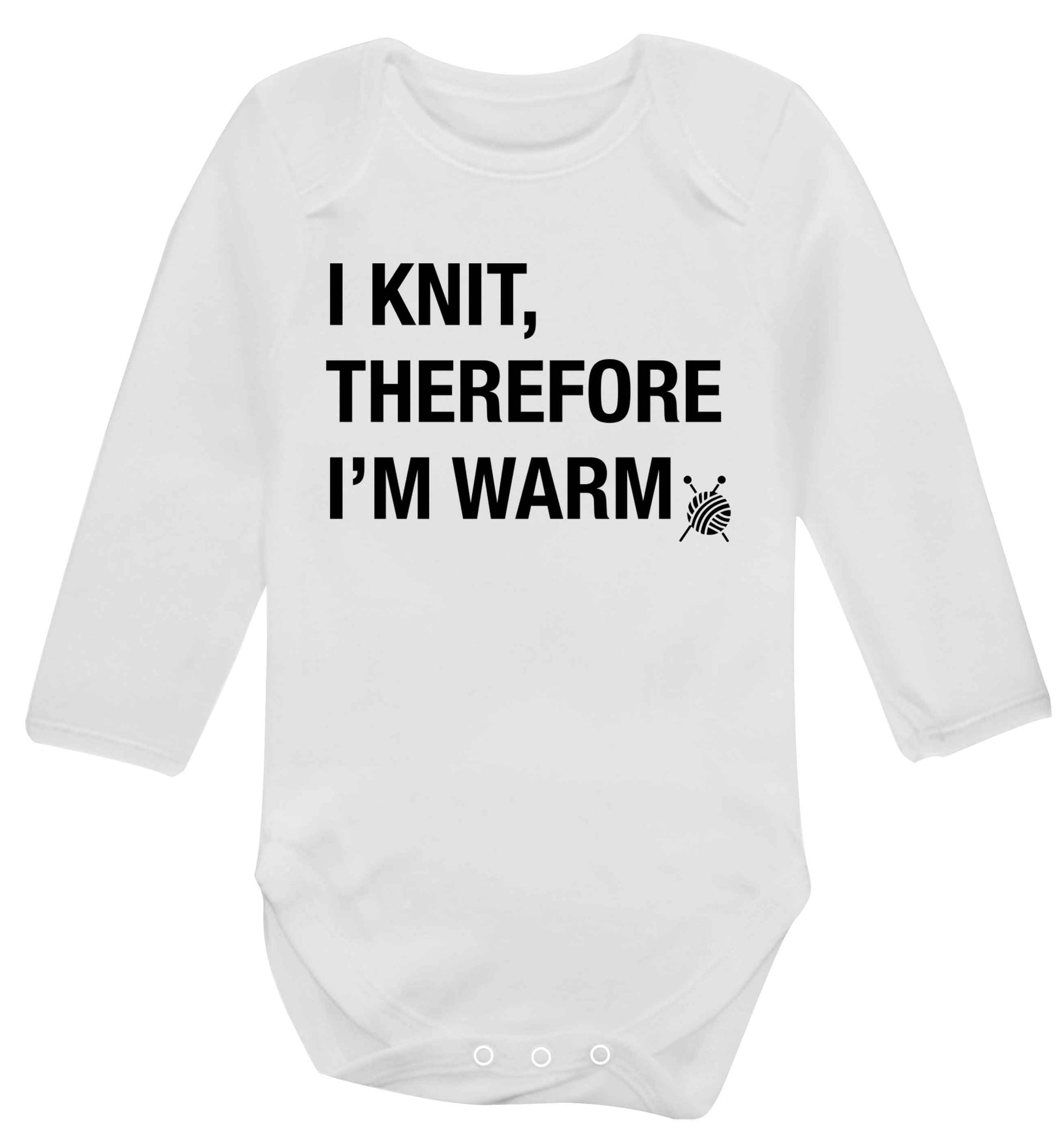 I knit therefore I'm warm Baby Vest long sleeved white 6-12 months