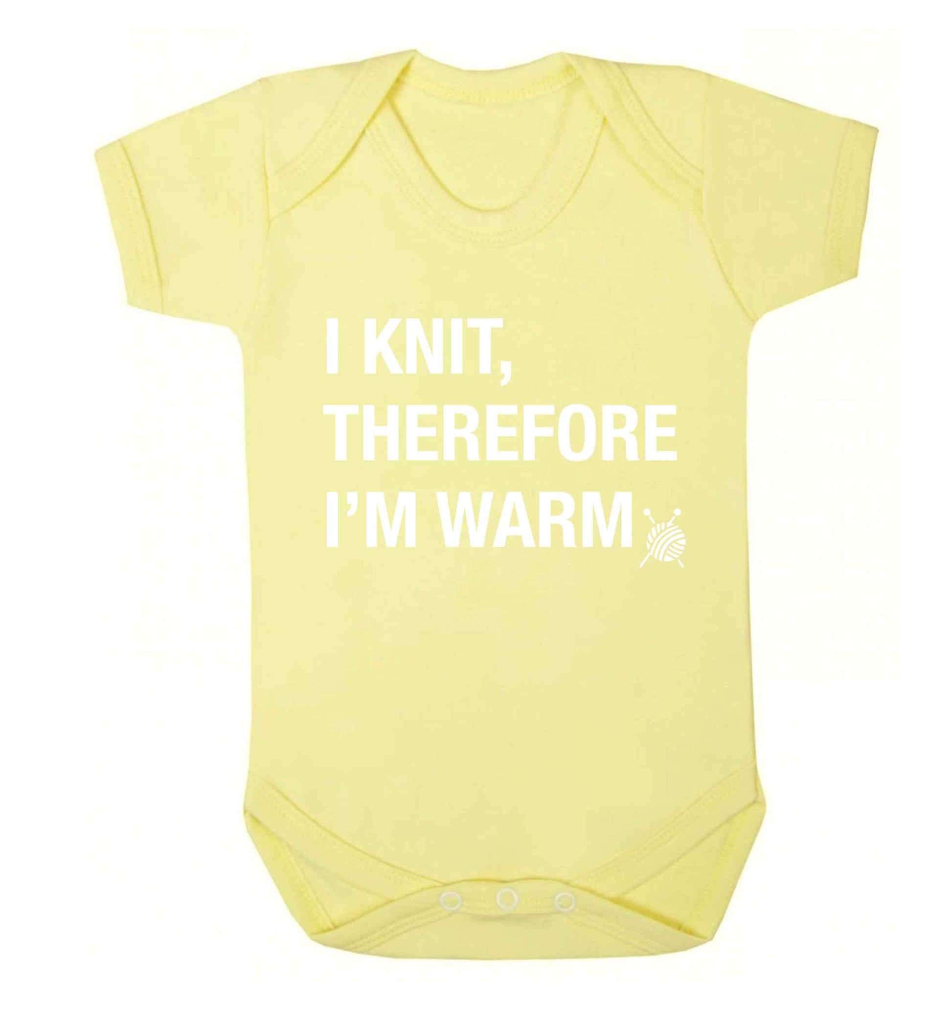 I knit therefore I'm warm Baby Vest pale yellow 18-24 months