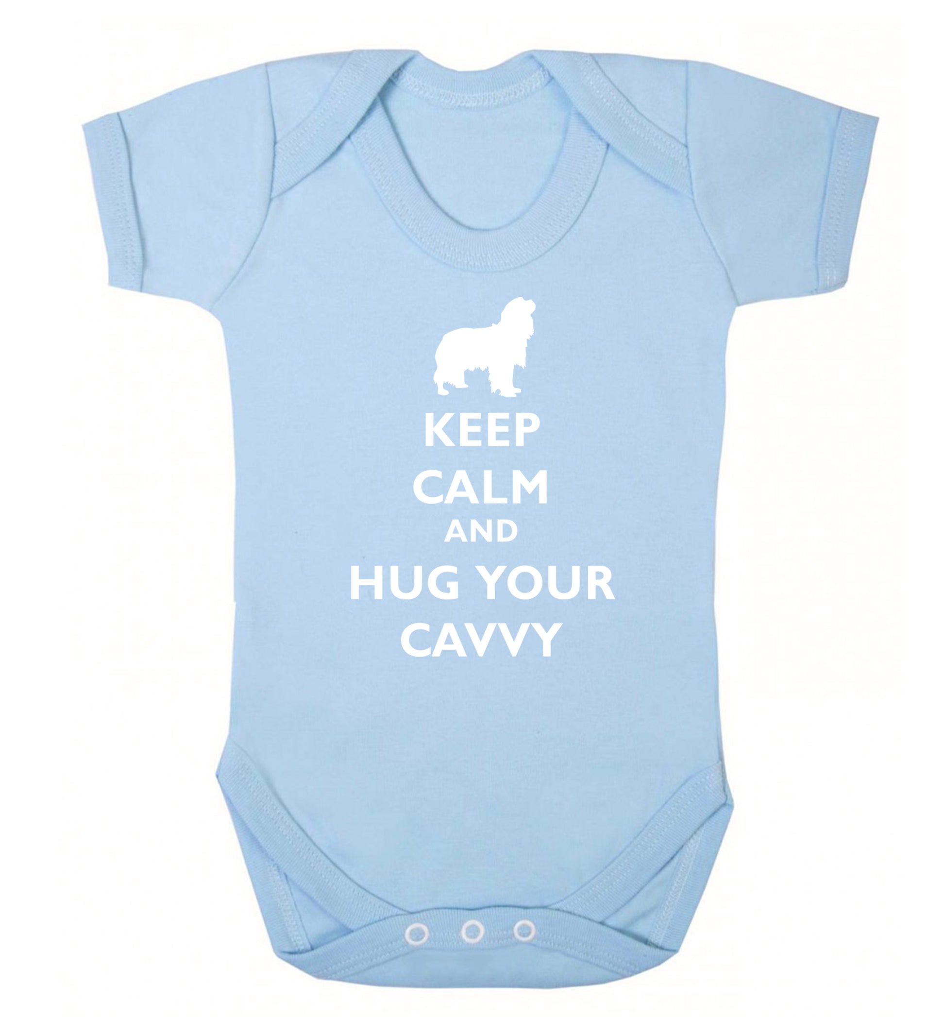 Keep calm and hug your cavvy Baby Vest pale blue 18-24 months