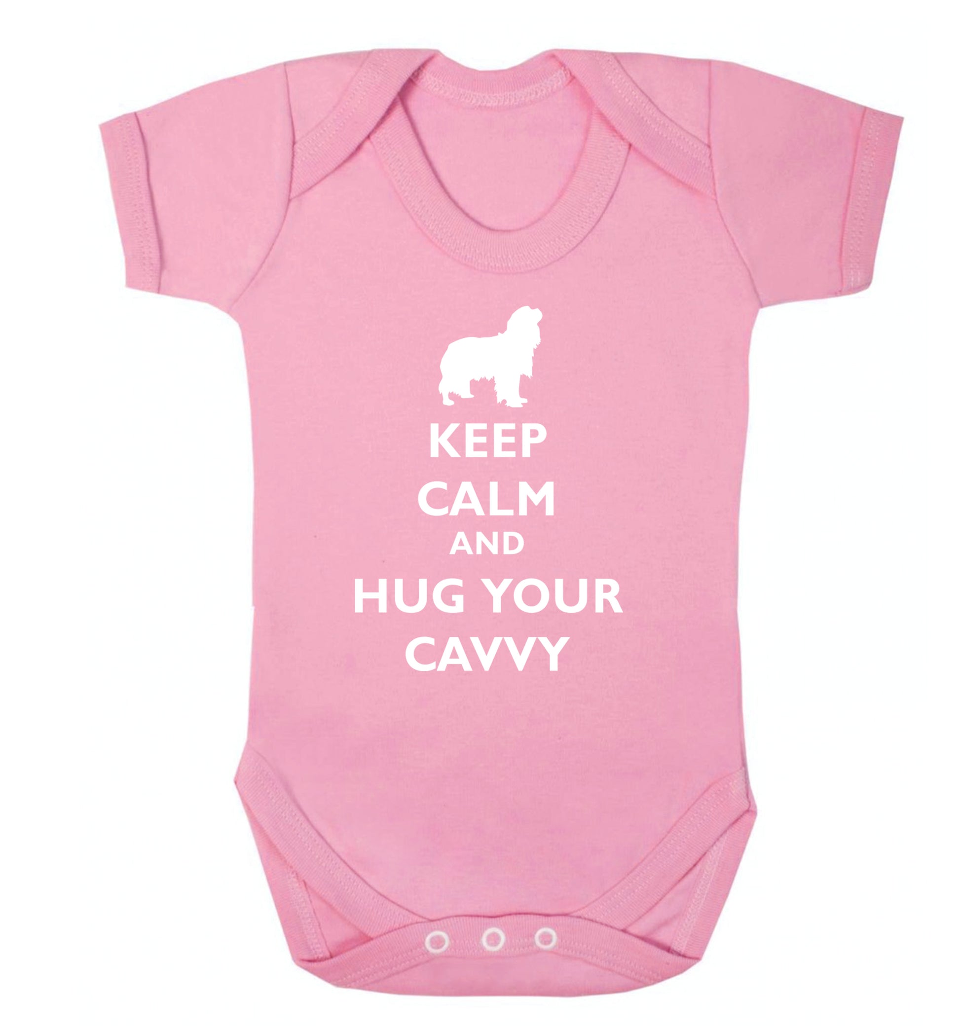 Keep calm and hug your cavvy Baby Vest pale pink 18-24 months