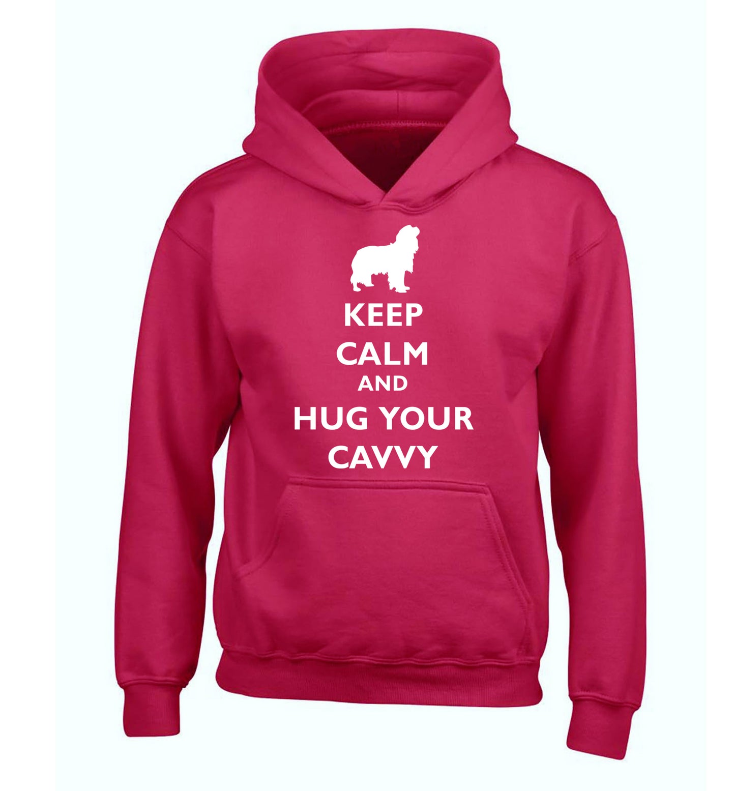 Keep calm and hug your cavvy children's pink hoodie 12-13 Years