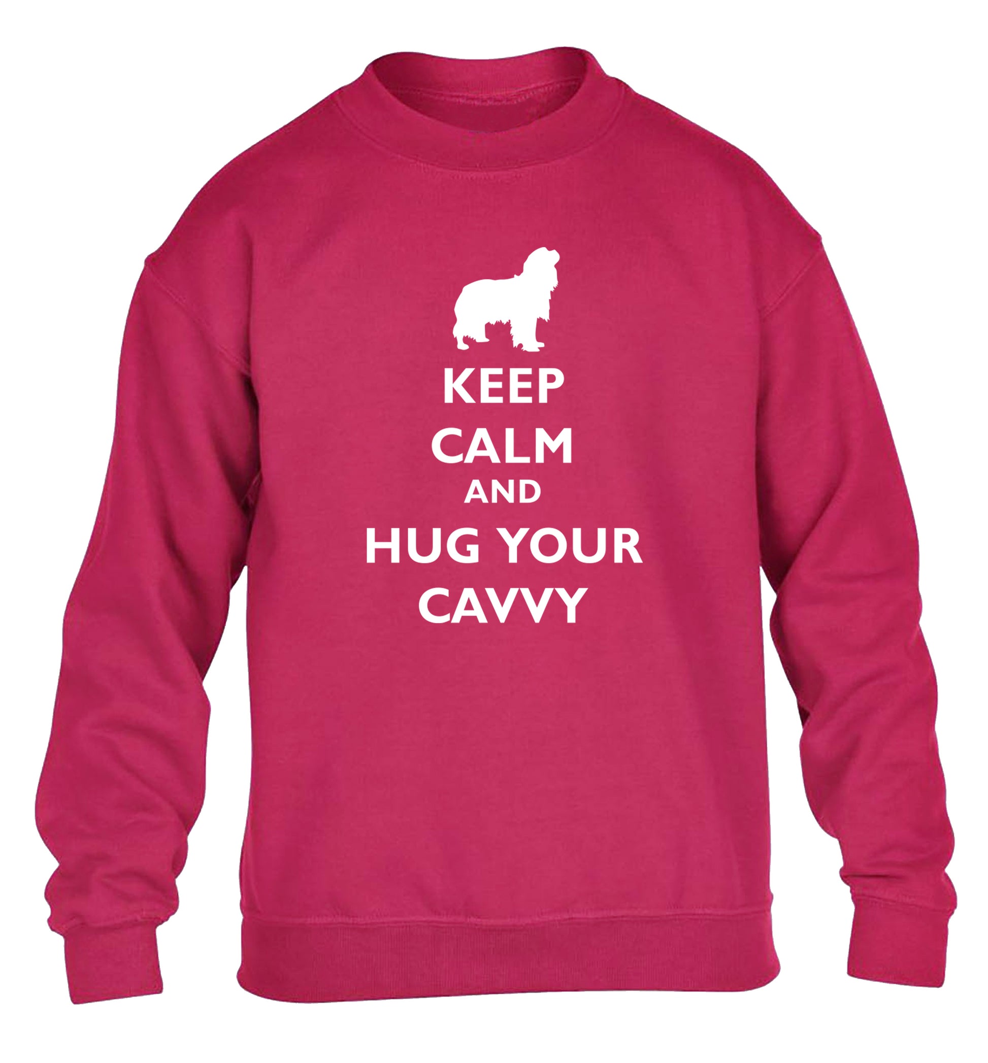 Keep calm and hug your cavvy children's pink sweater 12-13 Years