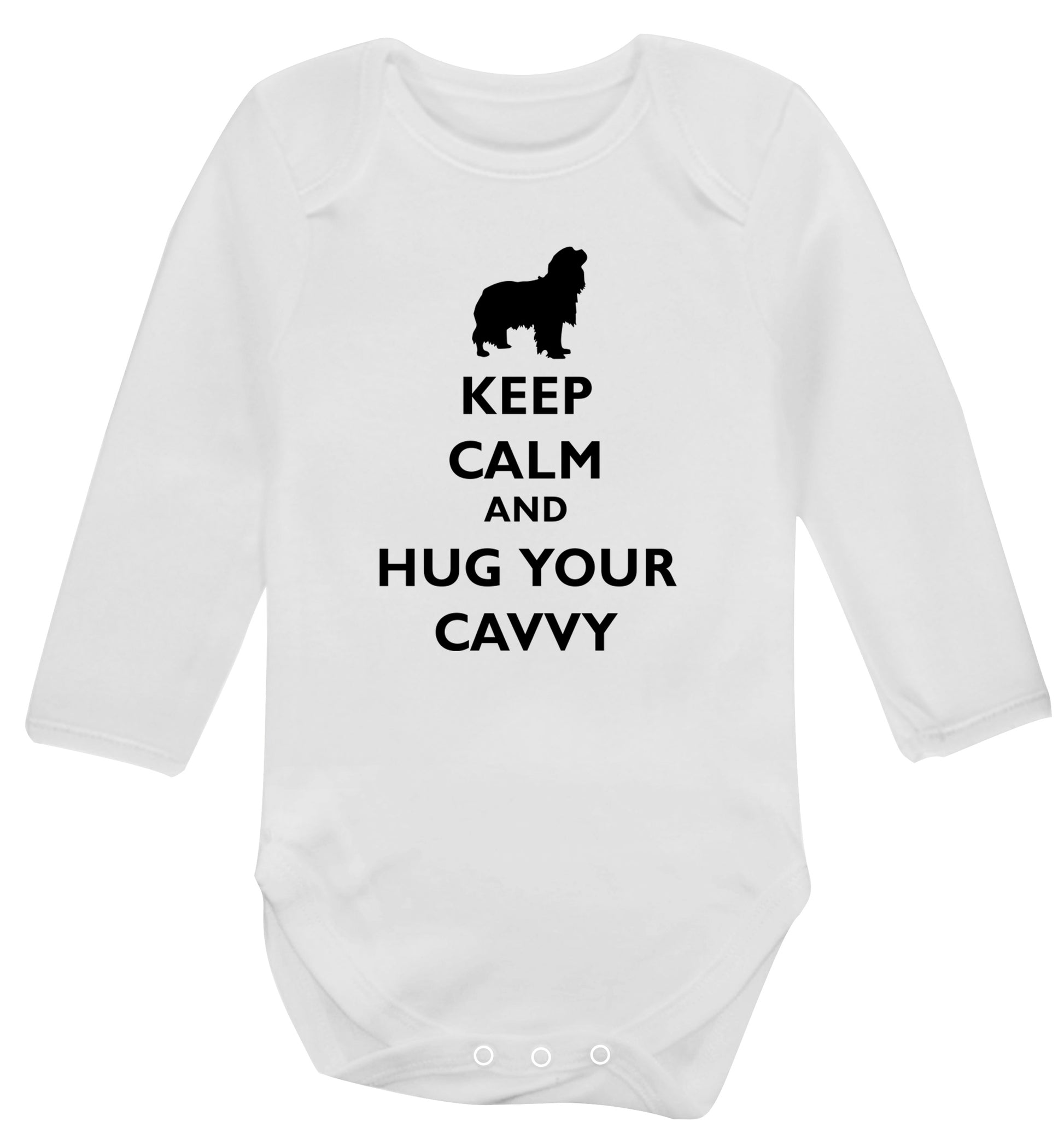 Keep calm and hug your cavvy Baby Vest long sleeved white 6-12 months