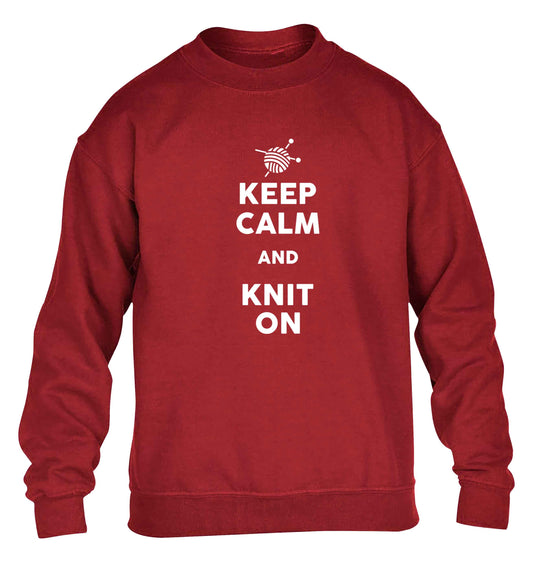 Keep calm and knit on children's grey sweater 12-13 Years